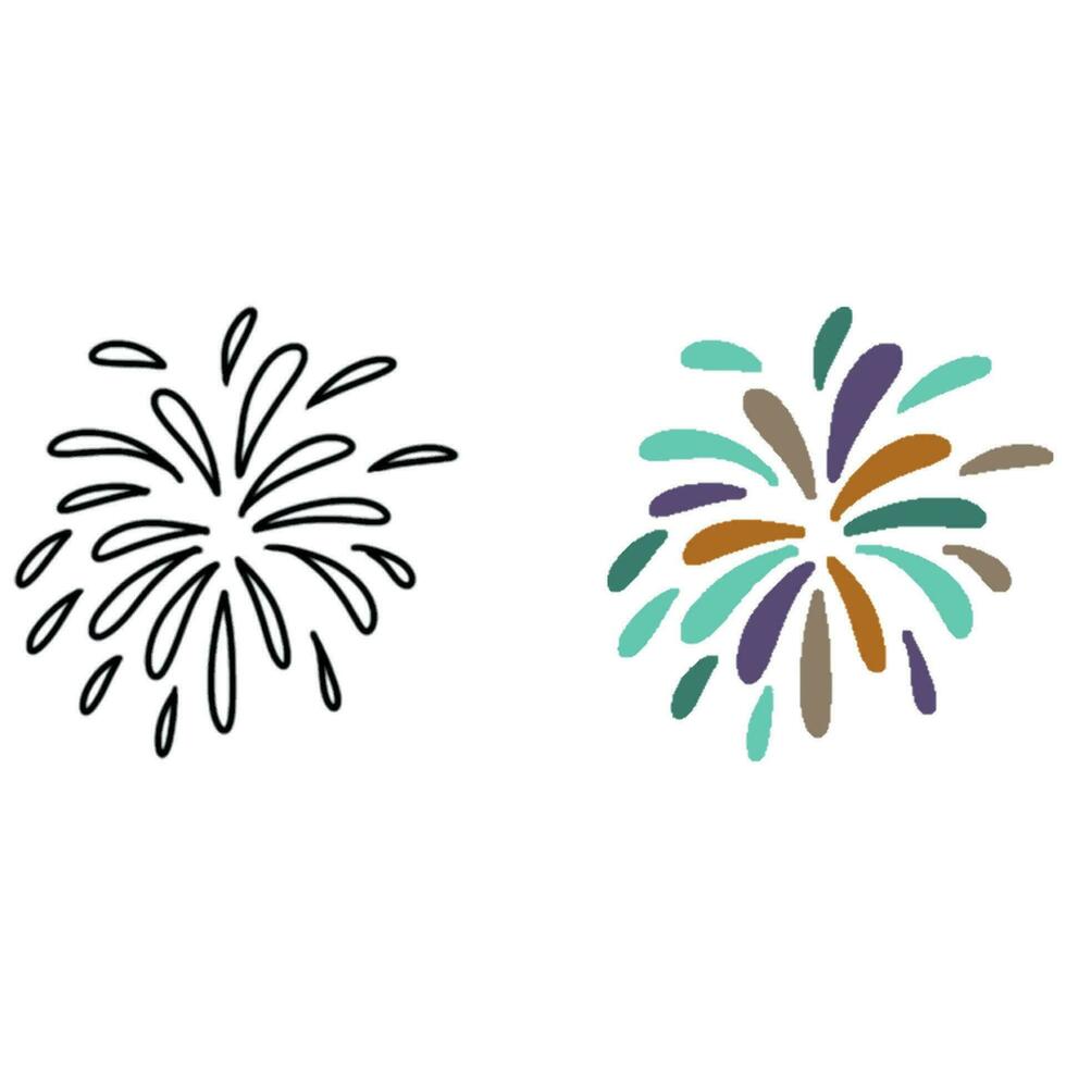 Fireworks for flat hand drawn  illustration . Carnival , party, festival, celebration , new year, christmas vector