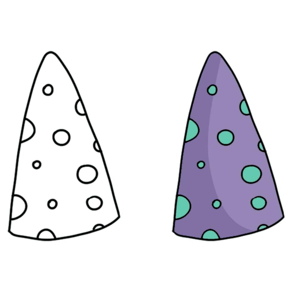 a simple hand drawn  cone hat for party, new year, birthday, celebration. Black and white and colored vector