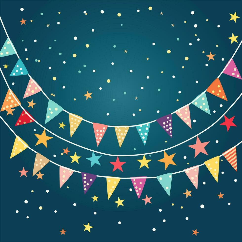 Colorful party background with flags. Vector Illustration