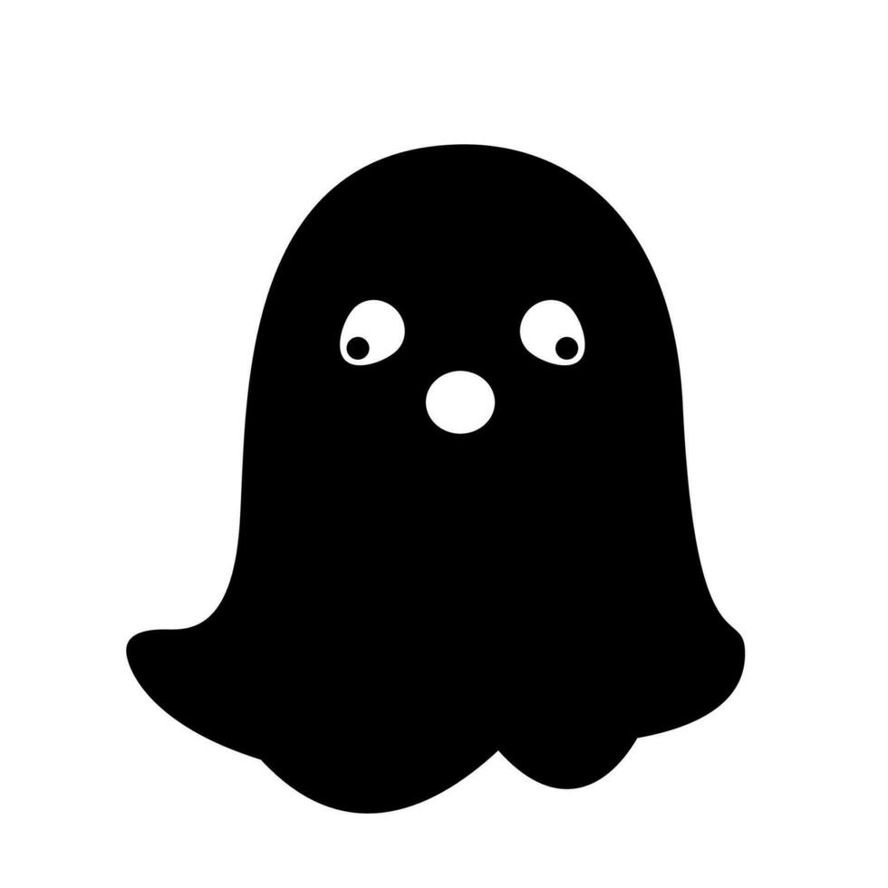 Halloween ghost, flat silhouette. Vector Illustration