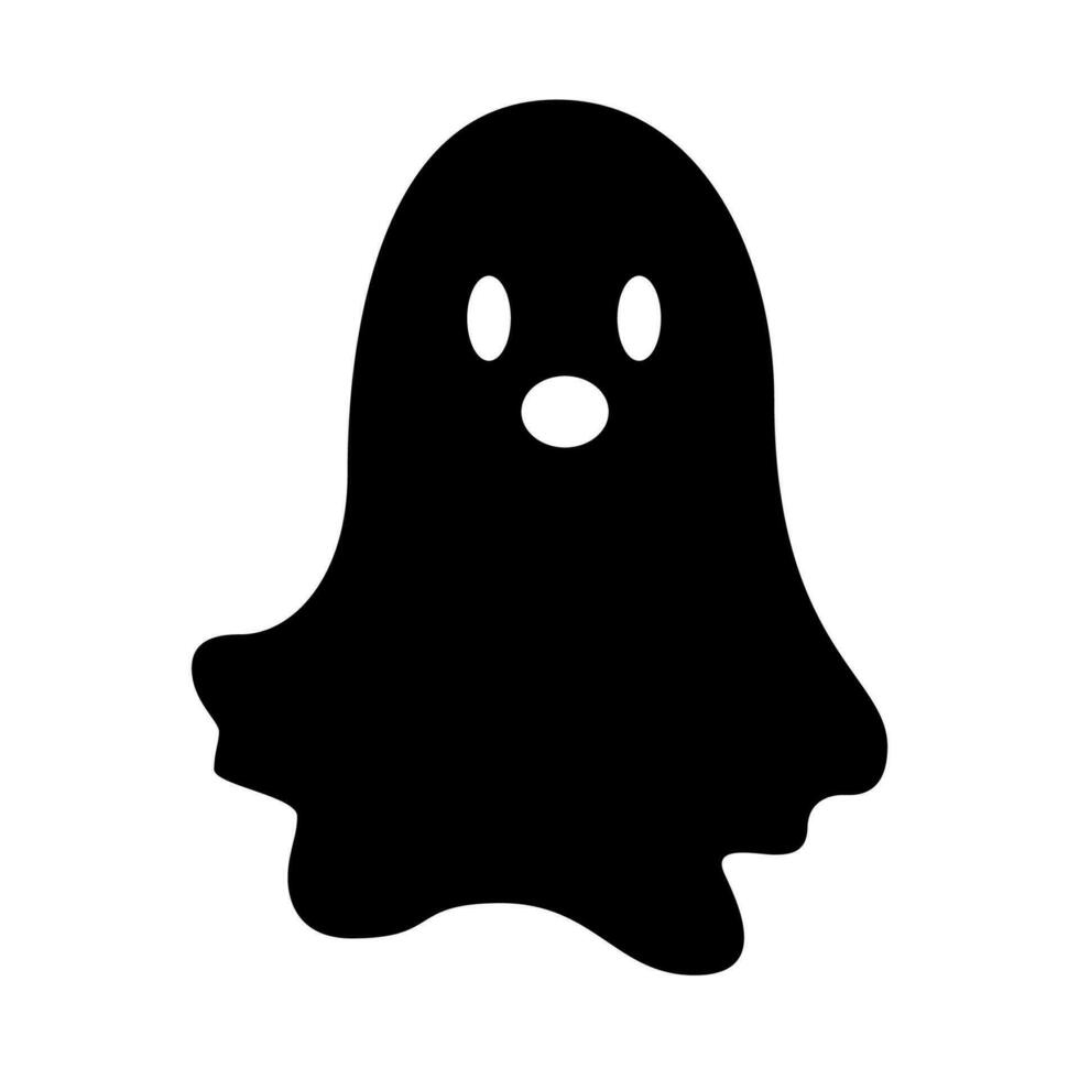 Halloween ghost, flat silhouette. Vector Illustration