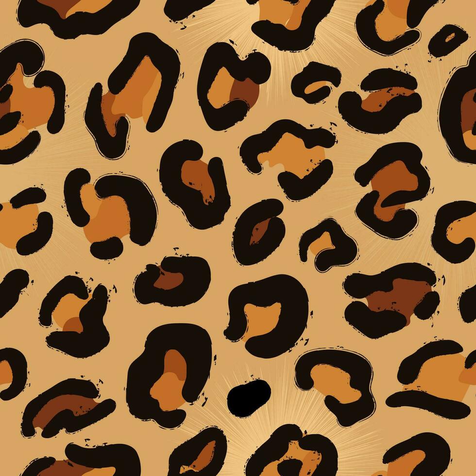 Abstract Hand Drawn Leopard skin print. Leopard animal skin background. Seamless pattern print design for textile. Natural colors. Vector illustration