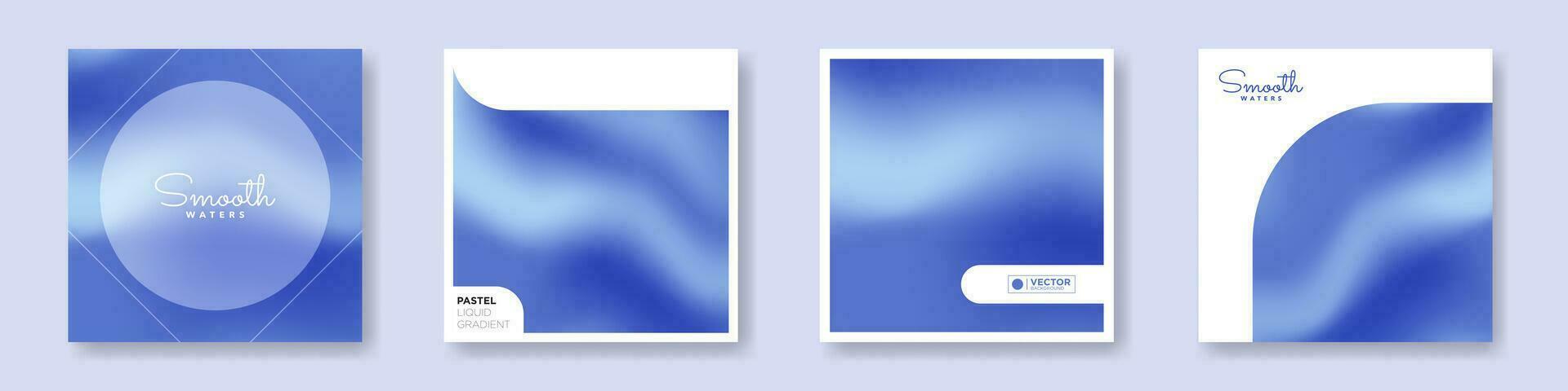 conjunto de estético degradado cubre y plantillas en minimalista japonés estilo. azul y degradado Arte en fluido tela concepto con geométrico diseños vector ilustración recopilación.