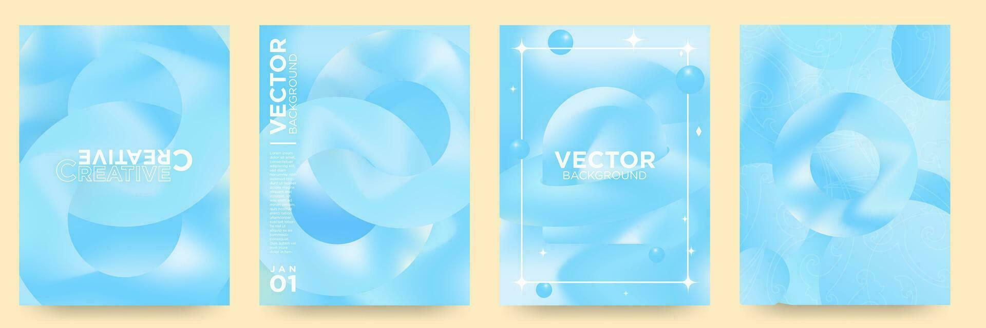 Fluid 3d gradient background vector. Digital and trendy style with 3d geometric shapes. Blue pastel template for designs, covers, posters, social media, posters, artworks, idol, banners, background. vector