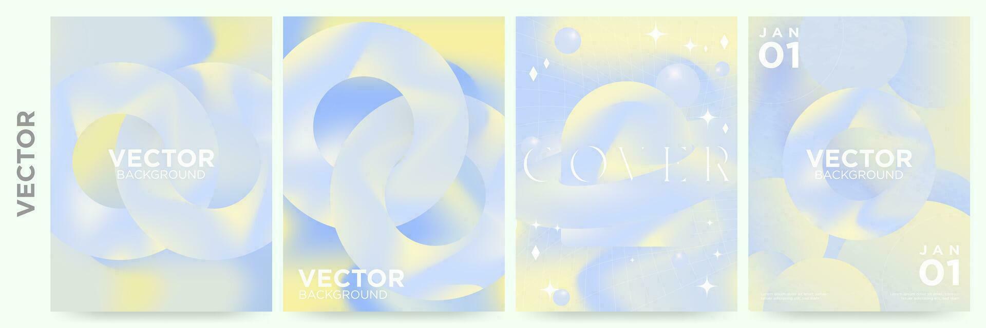 Creative Yellow and Blue Pastel Backgrounds in 3d digital and modern concept. Flowing liquid gradient style templates. Editable Vector Illustration. EPS 10.