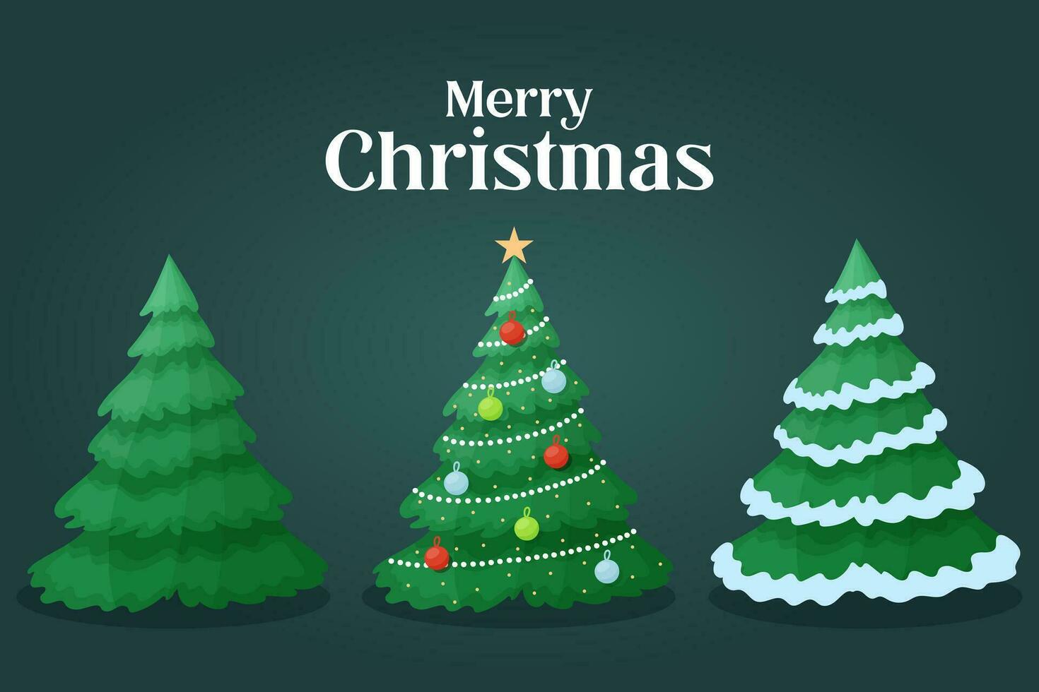 Set Christmas trees, with snow, decorated Christmas trees, Christmas, vector illustration