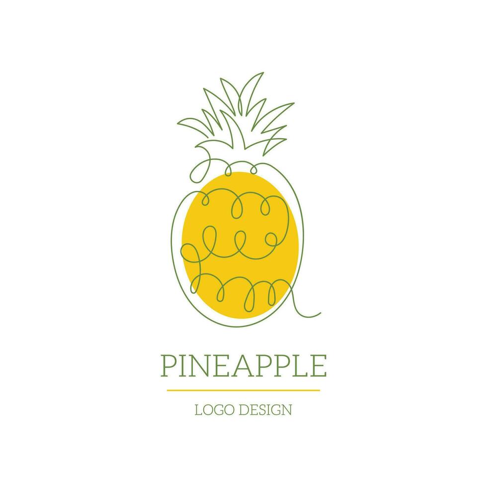 Pineapple tropical fruit logo design line art style with colorful shape.Vector illustration for cafe, shop, web site, card vector