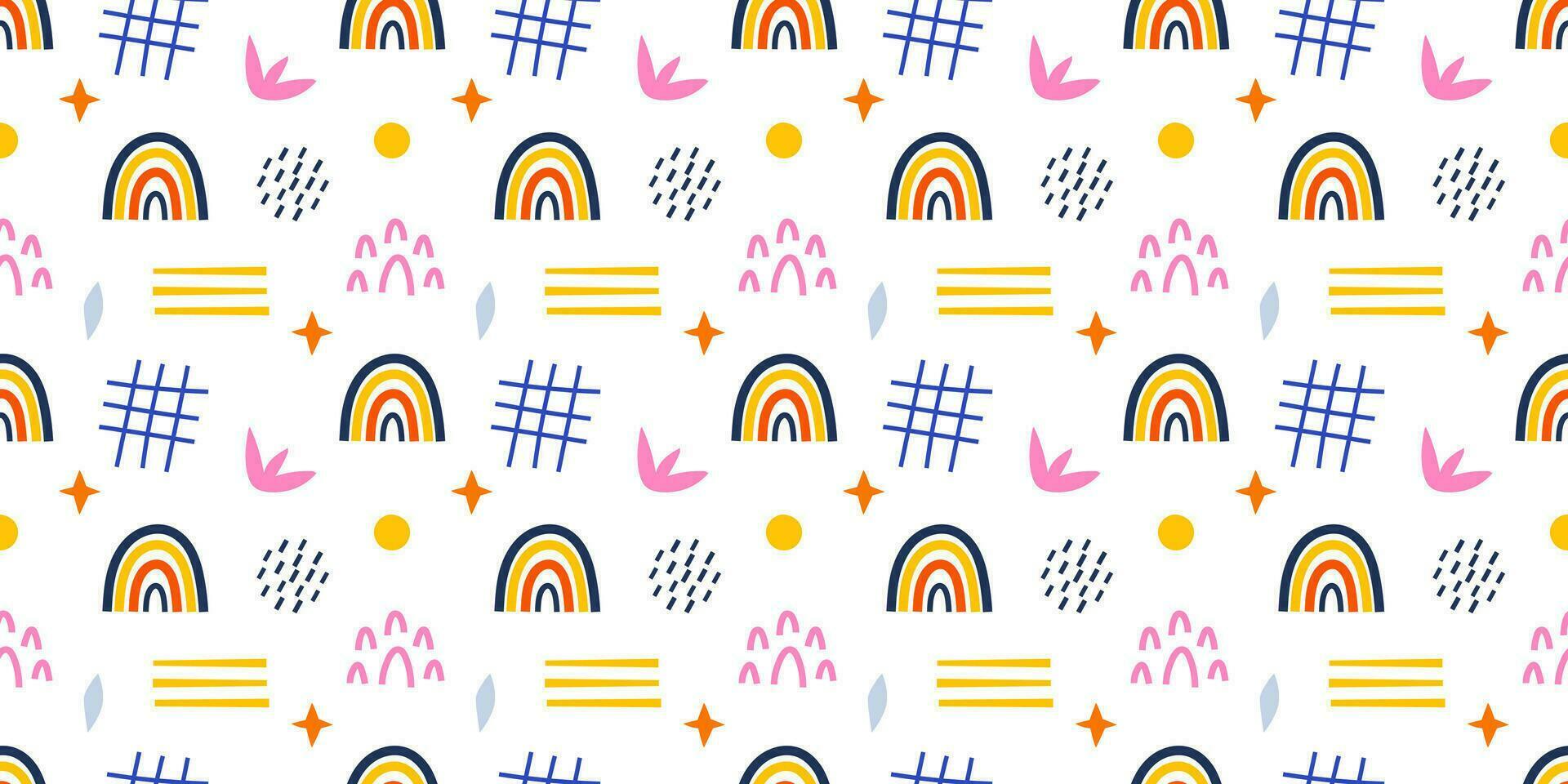 Abstract geometric shapes, doodles, scribble seamless pattern vector