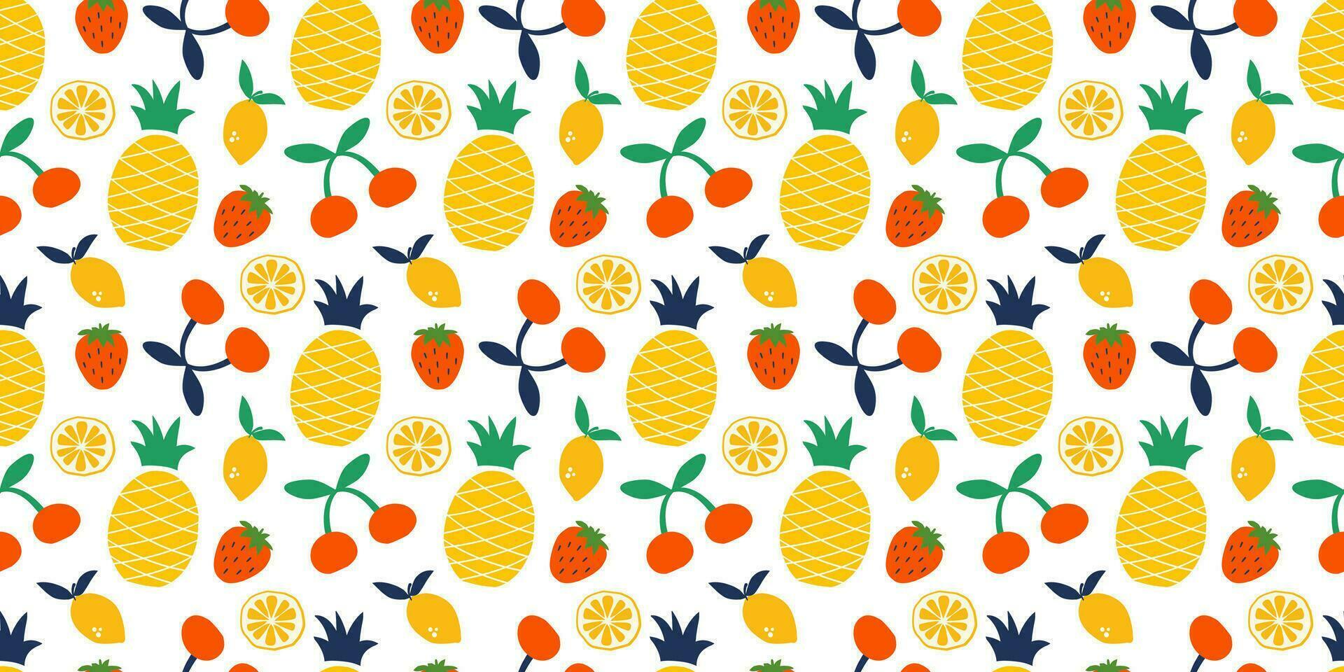 Summer nature abstract fruits and berries seamless pattern vector