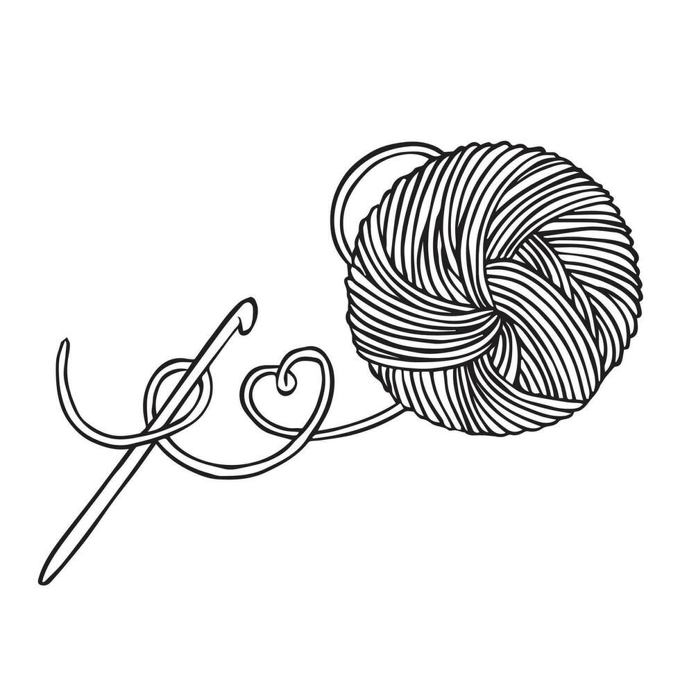 Knitting Crochet Hook Yarn Clip Art - Woolen - Needle And Thread - woolen,  knitting needle, line art, yarn weight, black and white, knit…