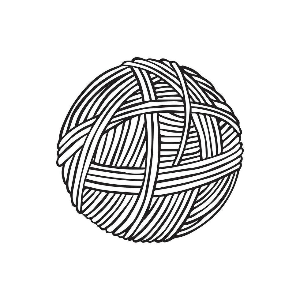 vector drawing in doodle style. ball of wool. knitting, crochet, hobby