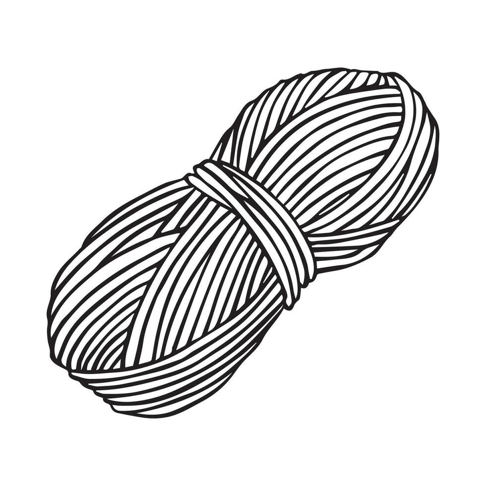 vector drawing in doodle style. ball of wool. knitting, crochet, hobby