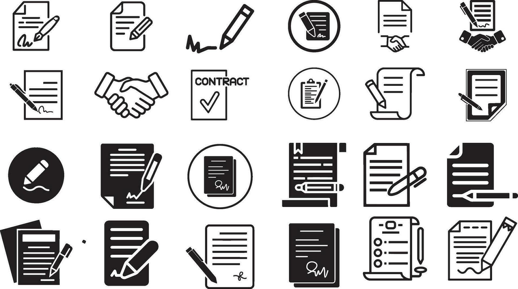 Pen signing a contract icon with signature, paper symbol isolated for graphic and web design. vector