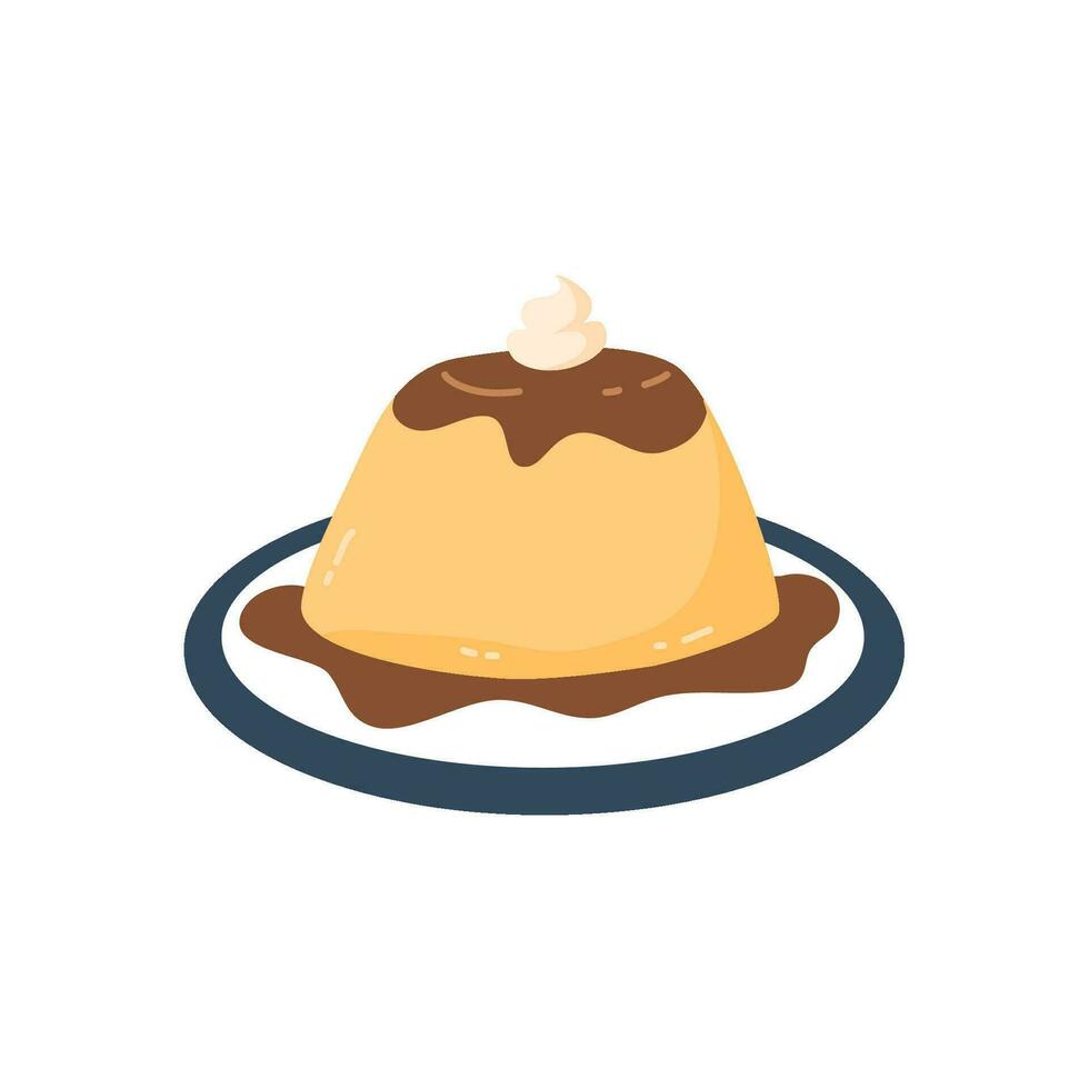 caramel pudding or panna cotta dessert vector