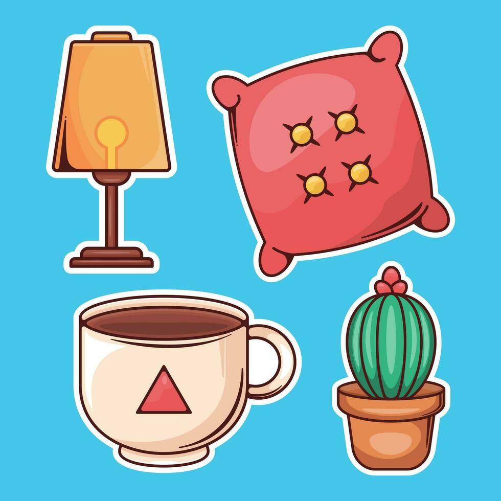 Element of cozy home sticker hand drawn coloring vector