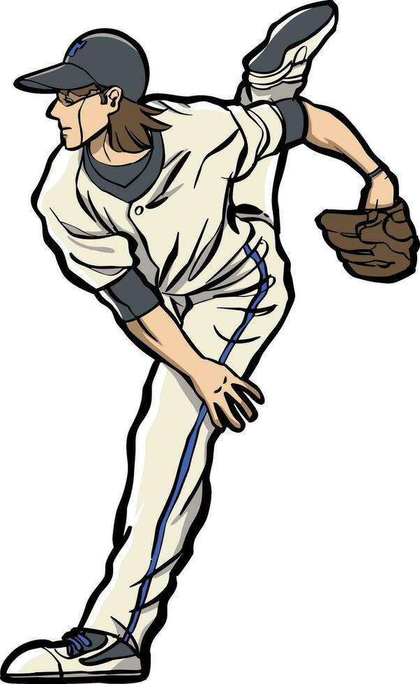 Baseball player throwing ball quickly vector