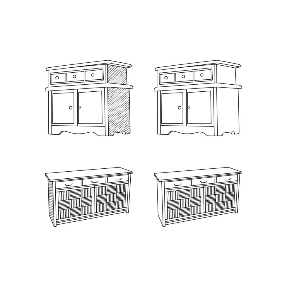 icon Furniture collection set of icon line art vector