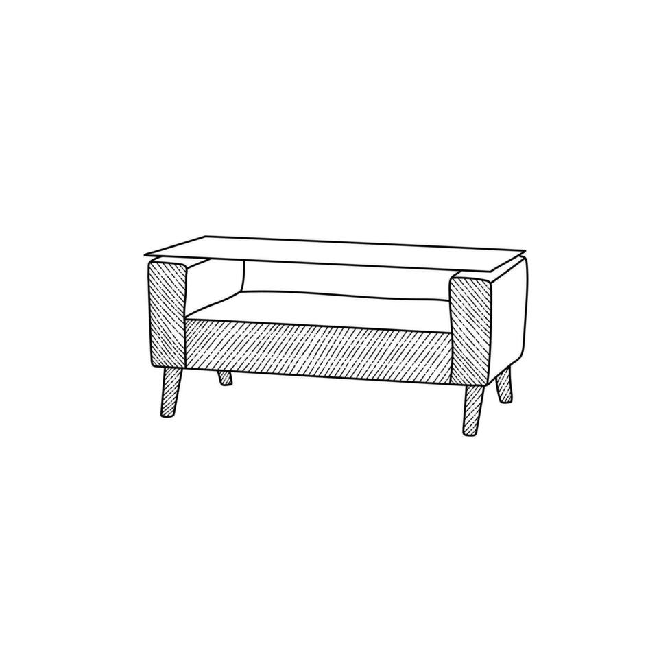 mueble diseño mesa icono, línea Arte vector minimalista ilustración diseño