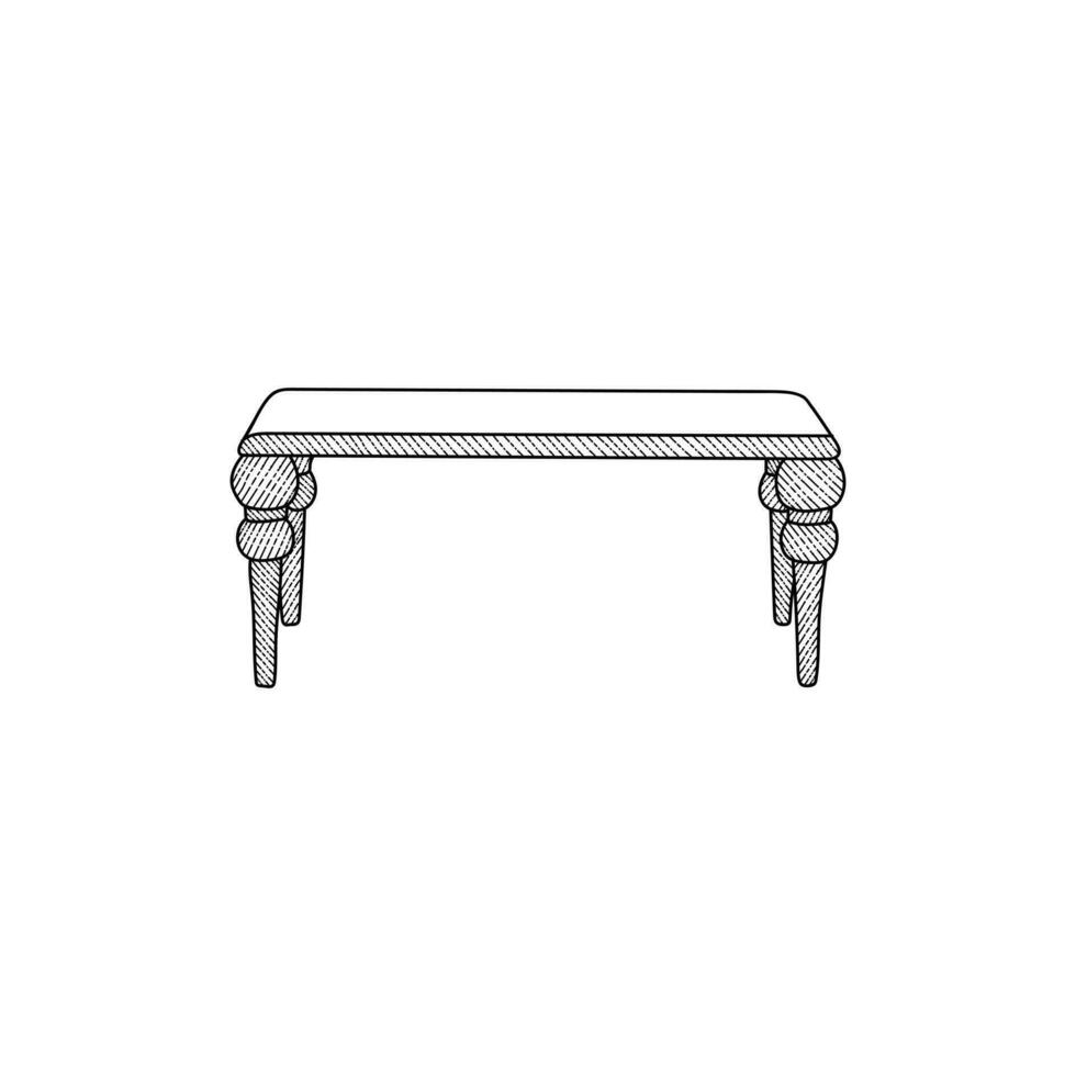 luxury Table line art style vector illustration, element graphic icon design template