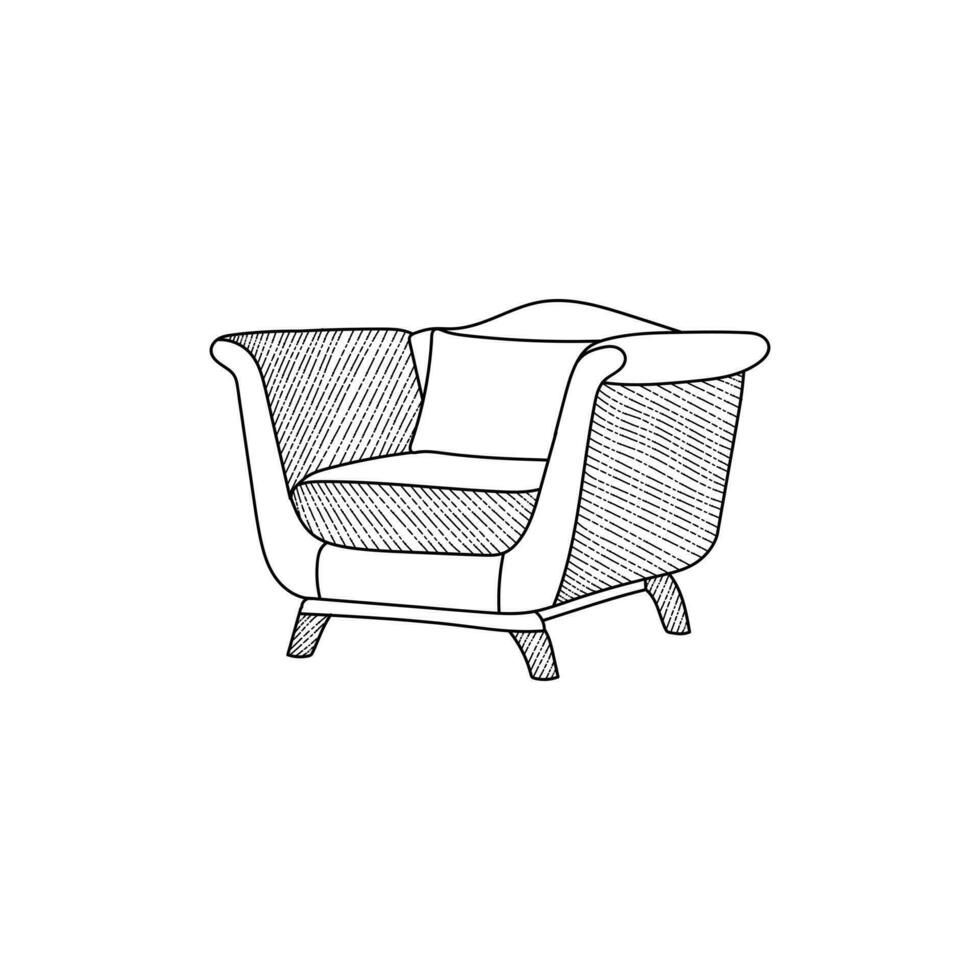 sofá silla logo diseño, suave mueble etiqueta con Sillón vector ilustración diseño modelo