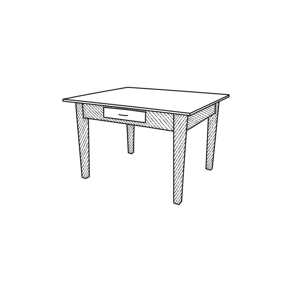 Drawer Table Furniture vector illustration, High quality outline vector design template