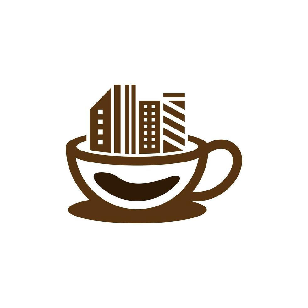 ciudad café icono logo diseño elemento, café edificio logo modelo vector