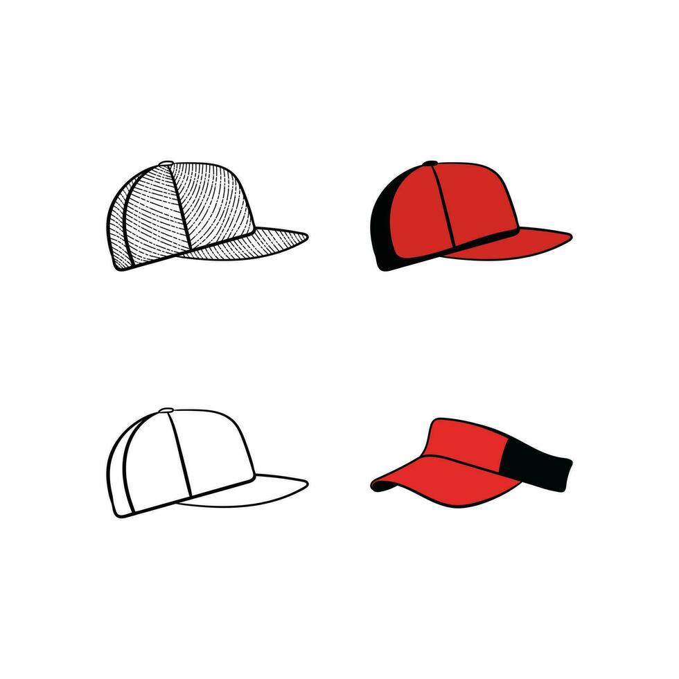 conjunto de sombrero deporte línea minimalista icono recopilación, vector diseño y ilustración plantilla, logo para tu empresa