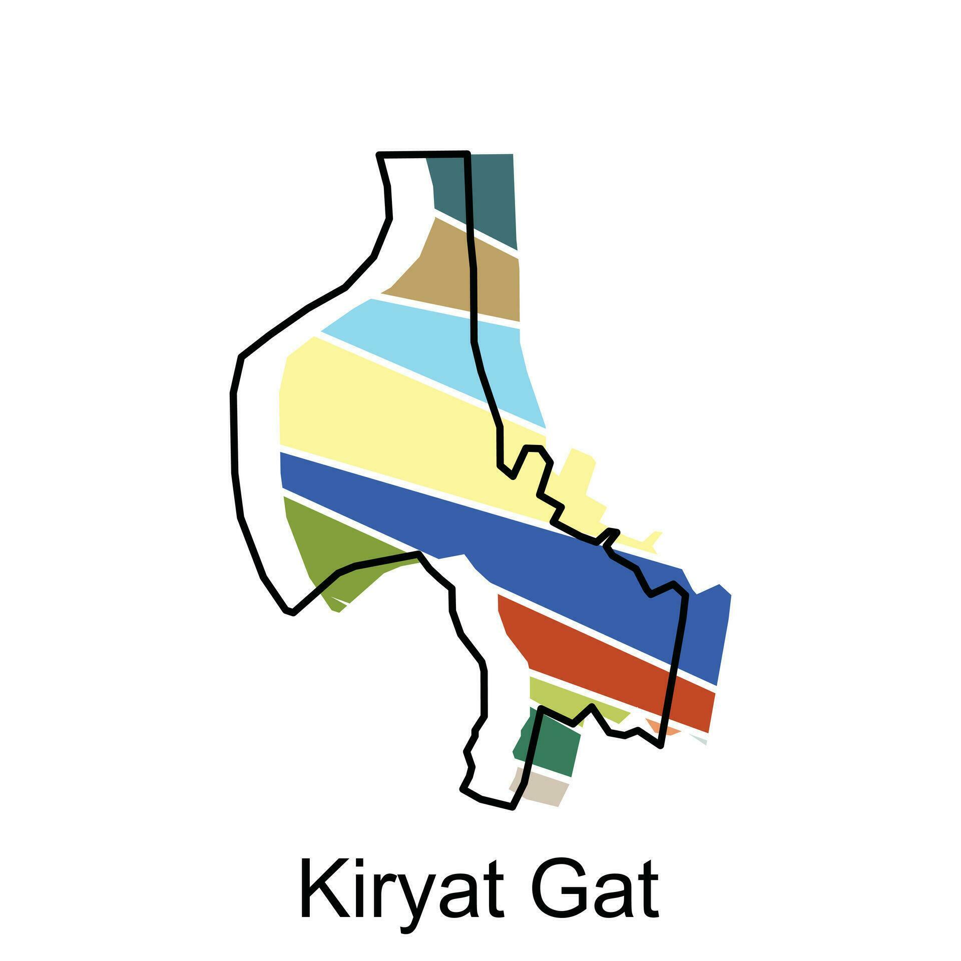 Kiryat Gat map flat icon illustration, Vector map of Israel with named