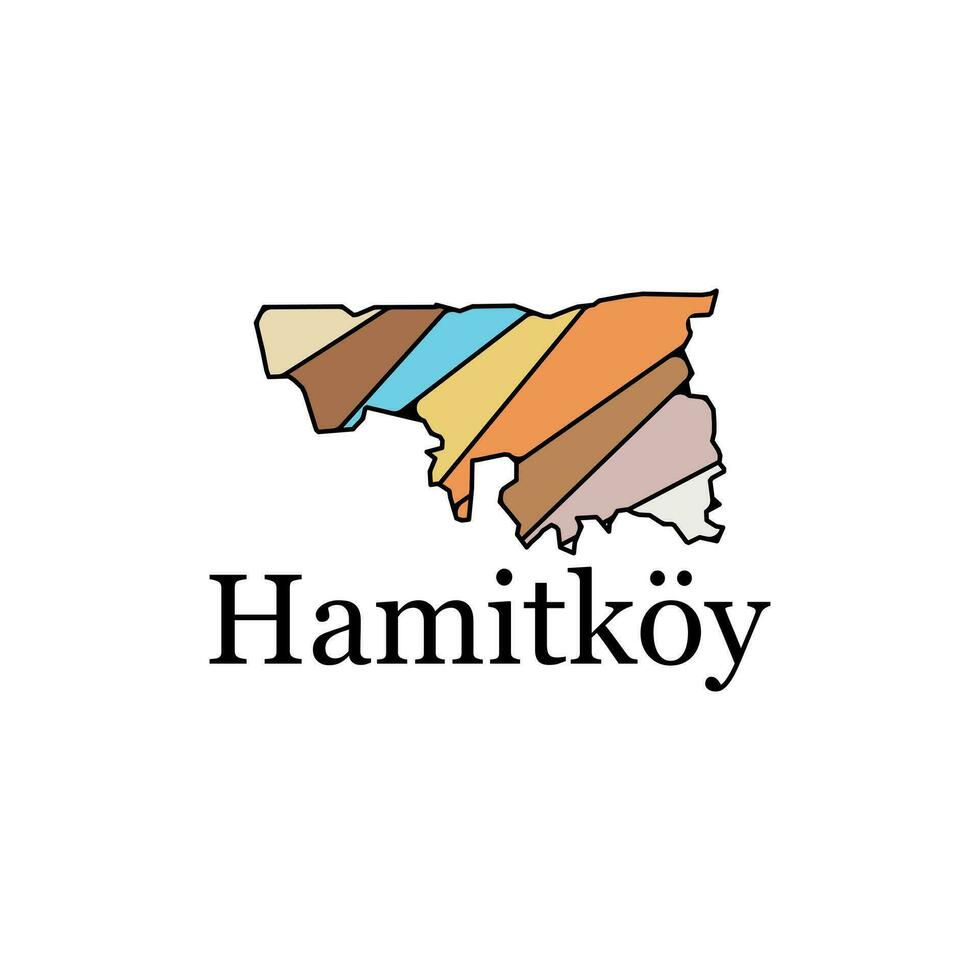 Map of Hamitkoy city, the country map of Turkey Graphic Element Illustration Template Design. vector
