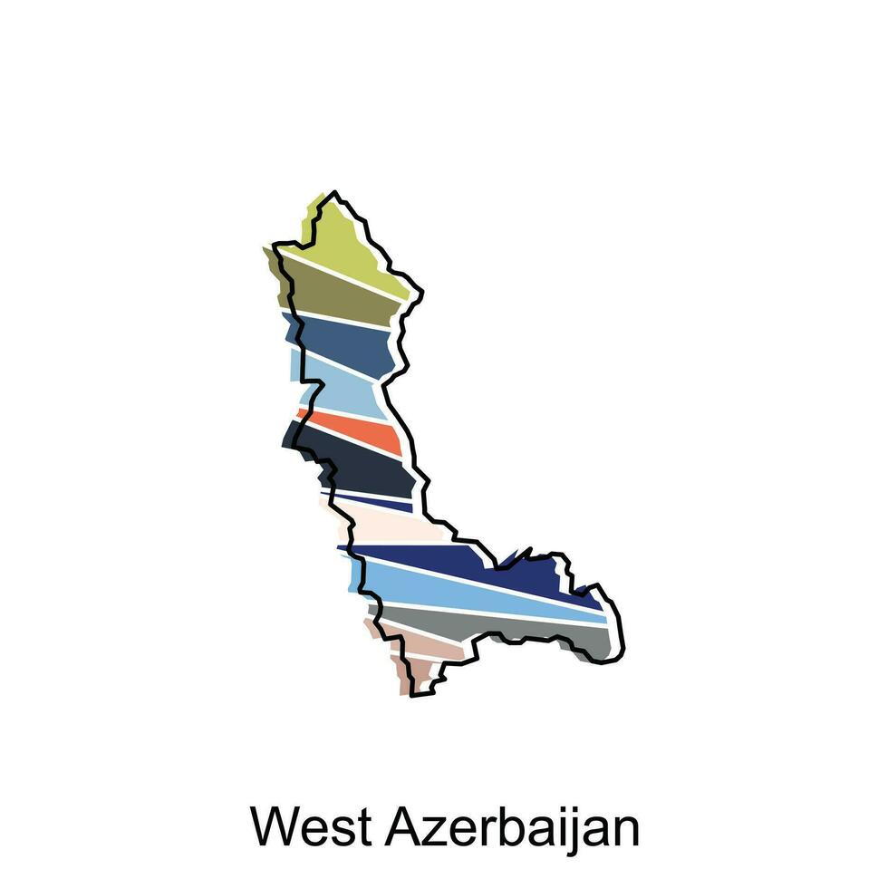 Map of West Azerbaijan administrative, country of iran departments with icons, illustration design template vector