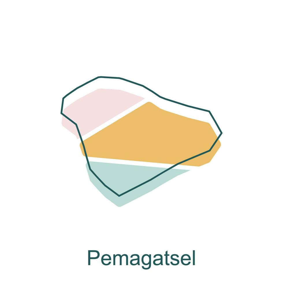 mapa de pemagatsel geométrico línea moderno diseño plantilla, ilustración vector de Bután mapa.