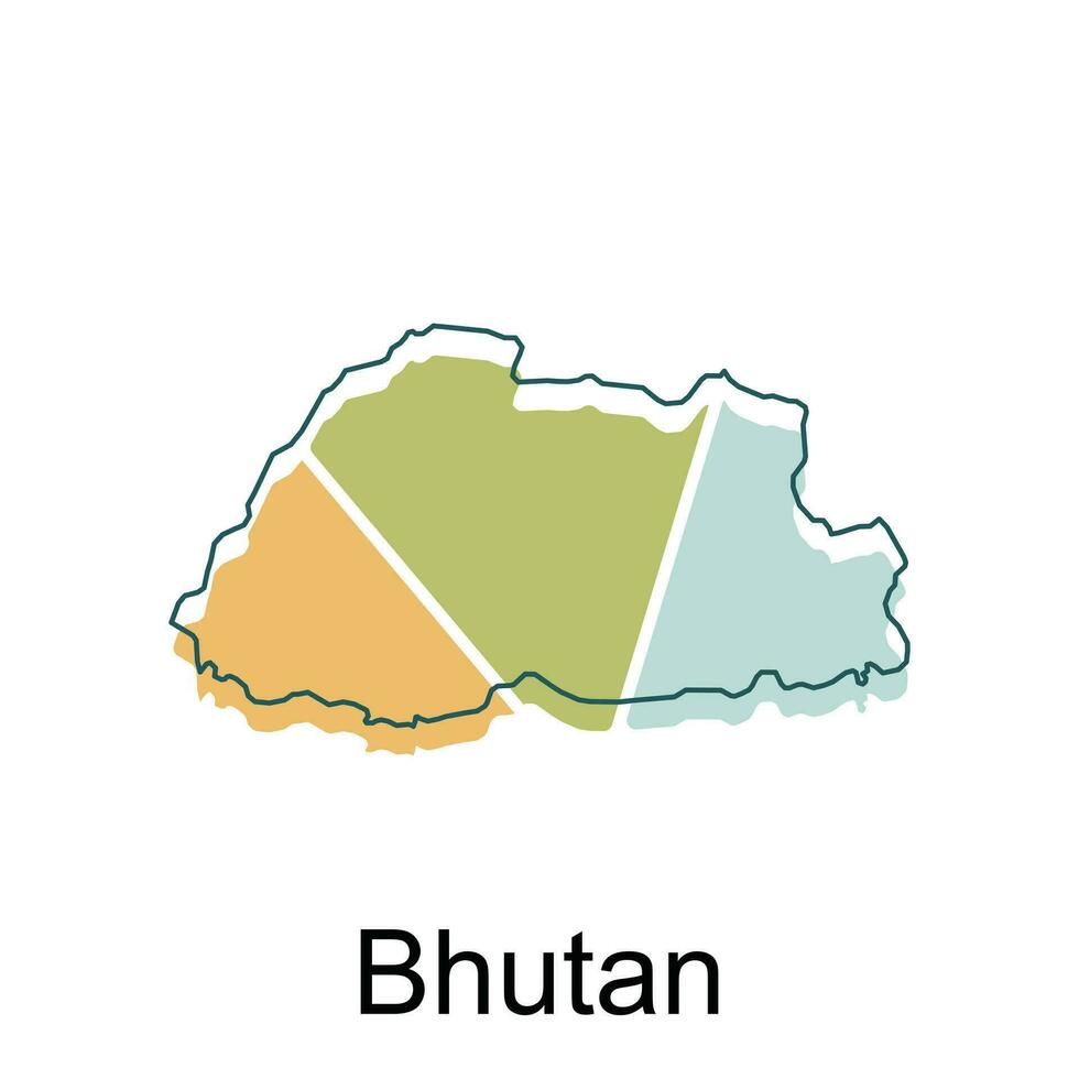 modern map of Bhutan geometric colorful simple illustration design template, Bhutan Map. State and district map of Bhutan vector