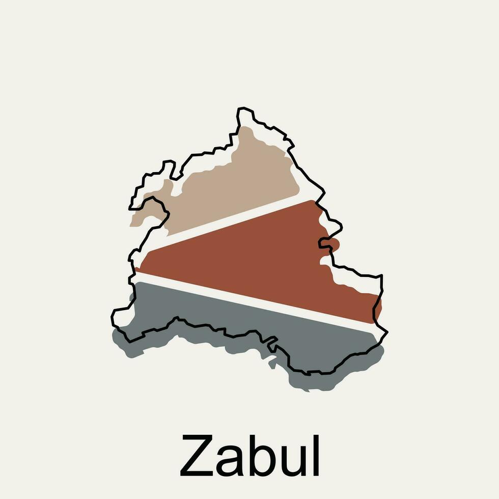 mapa de Zabul provincia de Afganistán línea moderno ilustración diseño, elemento gráfico ilustración modelo vector