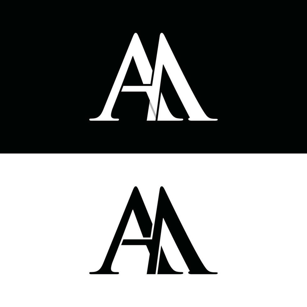 letter AM vector logo design template, monogram logo in white color and black background.