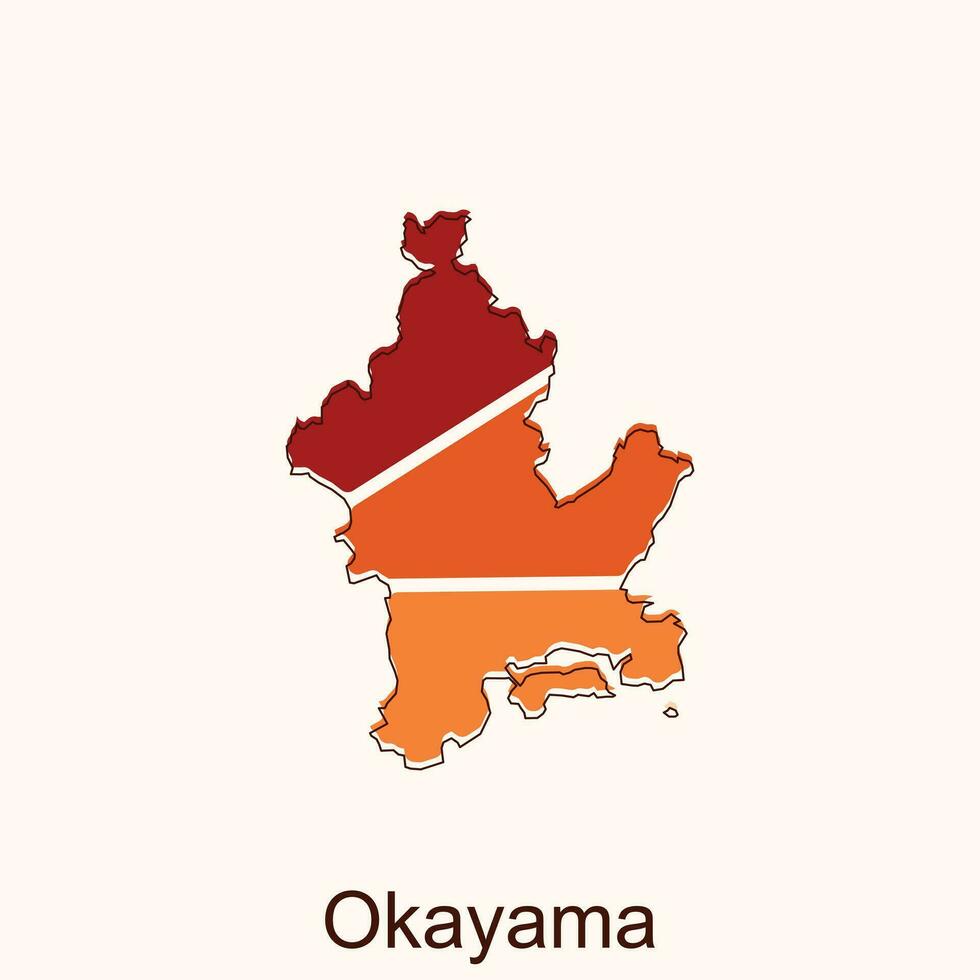 Okayama map. Blank vector map of the Country. Borders of Japan for your infographic. Vector illustration. design template