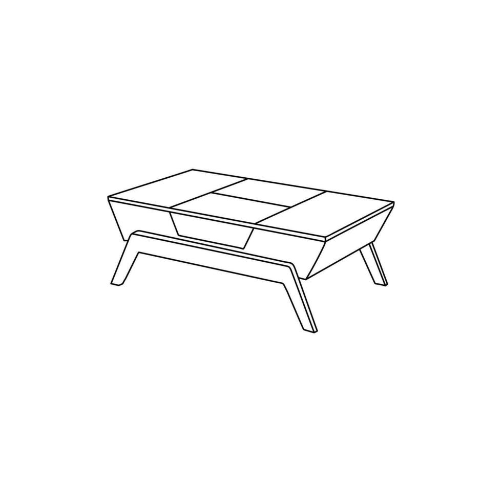 Table line art design template, vector symbol, sign, outline illustration. icon from furniture collection isolated on white background