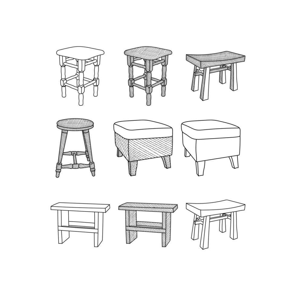 conjunto de asiento minimalista mueble logo colección inspiración diseño modelo vector