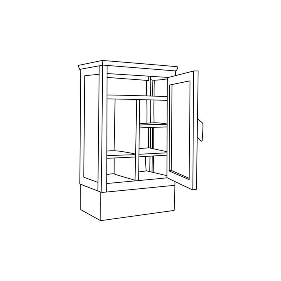 line Cupboard simple furniture design, element graphic illustration template vector