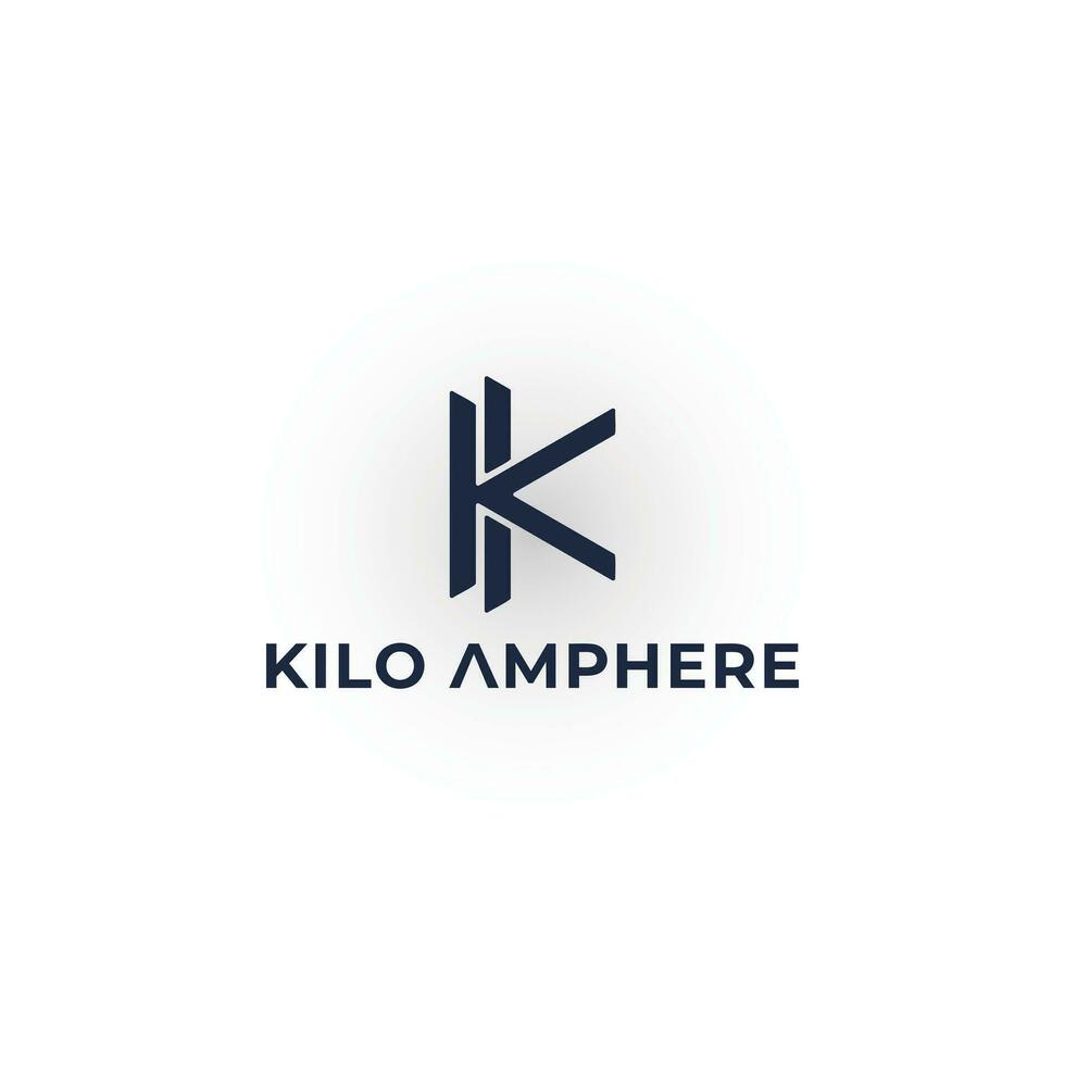 Abstract initial letter KA or AK logo in blue color isolated in white background. Initial letters KA overlapping fold logo blue. Abstract blue letter KA for business technology logo design inspiration vector