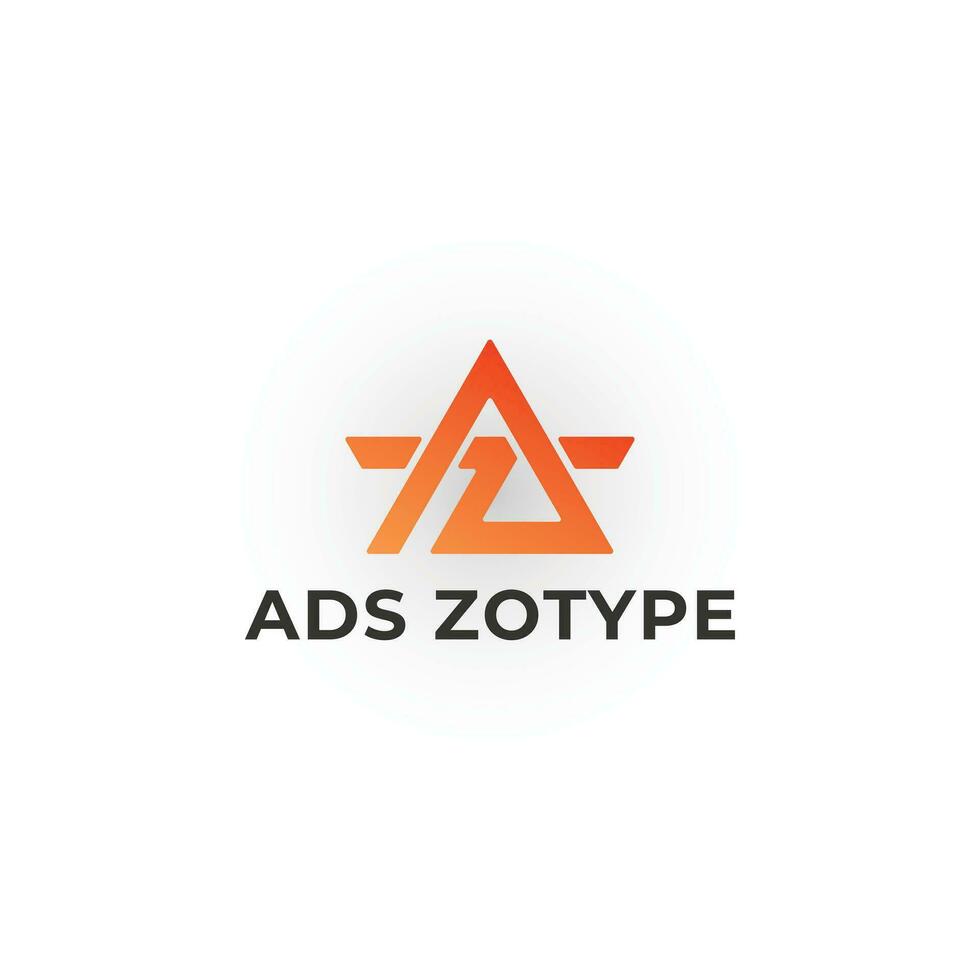 Abstract initial letter AZ or ZA logo in orange color isolated in white background. Initial letter AZ in triangle yellow logo vector illustration. Orange triangle letter AZ for business consulting.