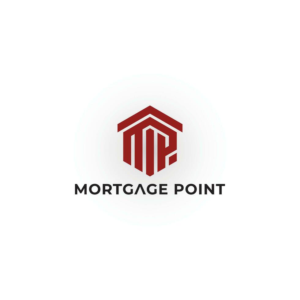 Abstract initial letter MP or PM logo in red color isolated in white background. Initial letters MP hexagon shape logo red color. Red Hexagon letter MP logo for real estate company logo design vector. vector