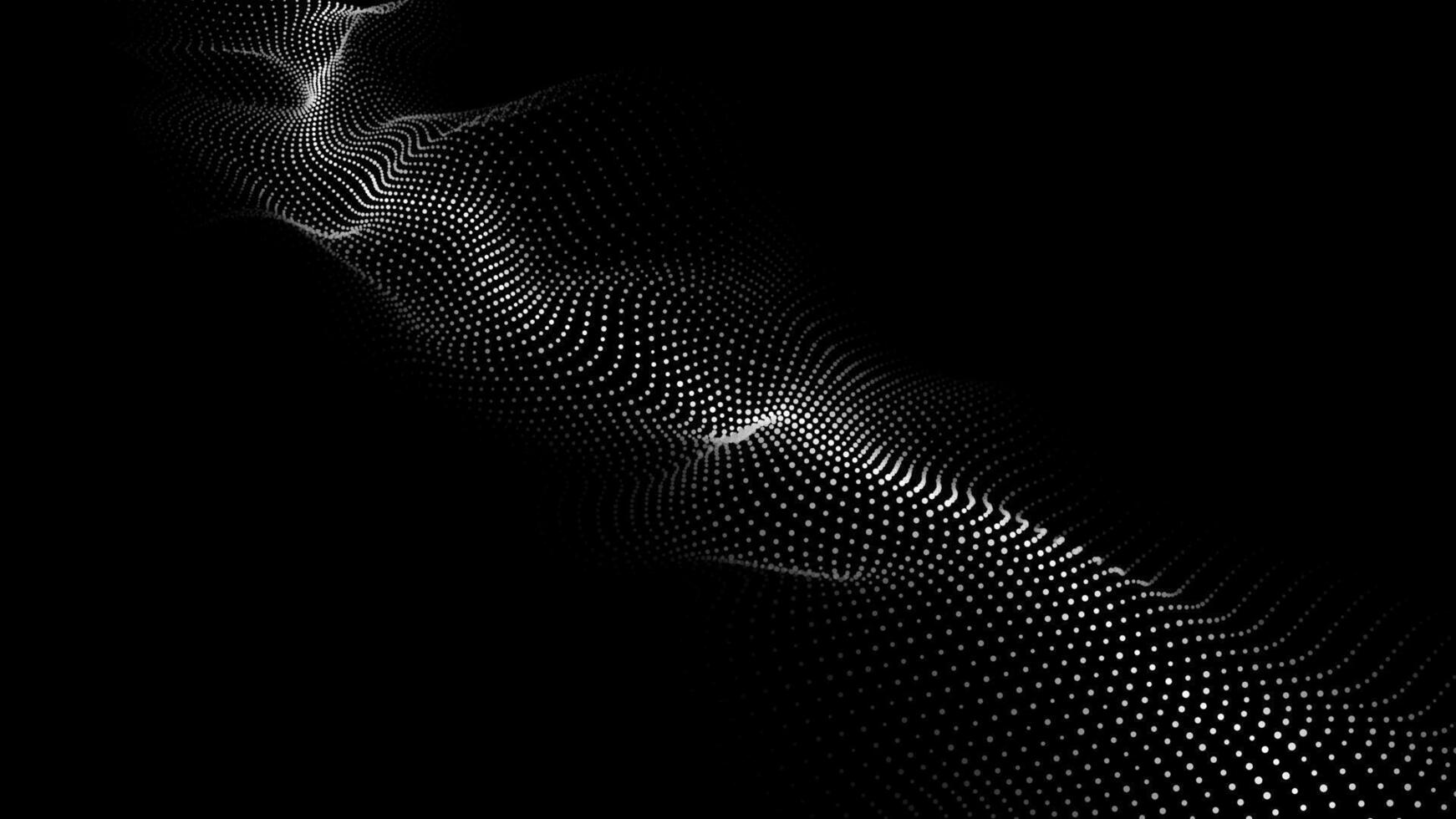 A wave of particles. Abstract dark background with dynamic wave. The concept of technological background. Big data. Vector illustration.