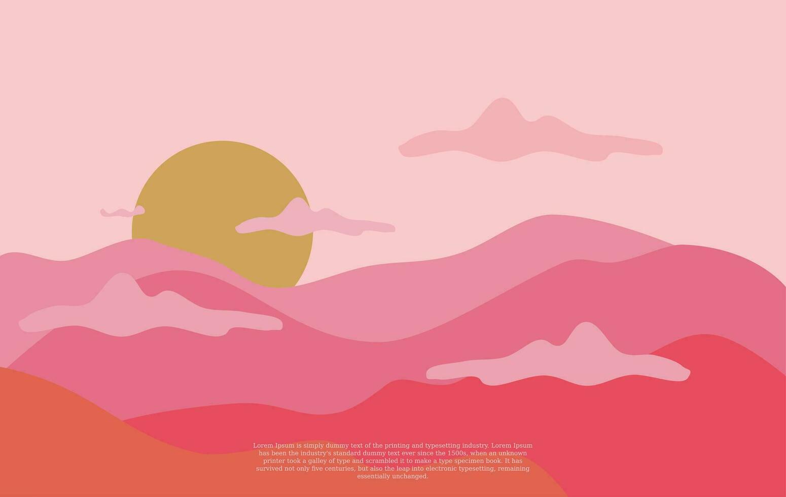 illustration of a minimalist landscape with a horizontal view of a mountain, moon and hill, suitable for wall art etc. flat design style. digital drawing vector