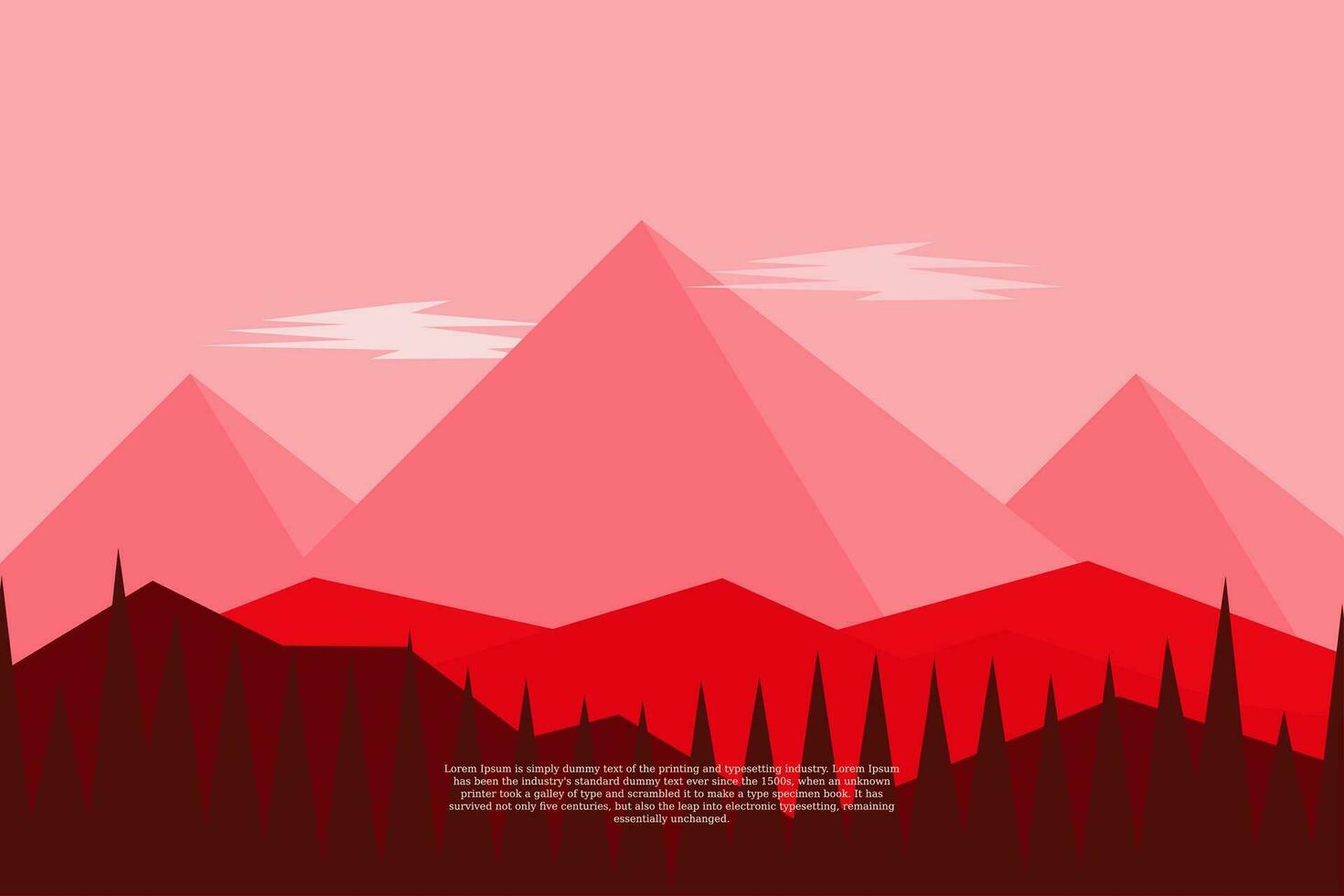 illustration of a minimalist landscape with a horizontal view of a mountain, moon and cloud, suitable for wall art etc. flat design style. digital drawing vector