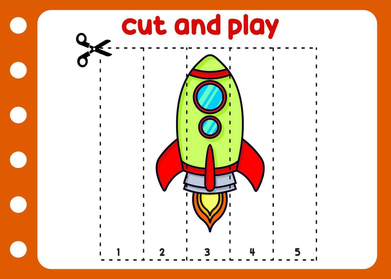 cortar y jugar el cohete. rompecabezas juego para niños vector