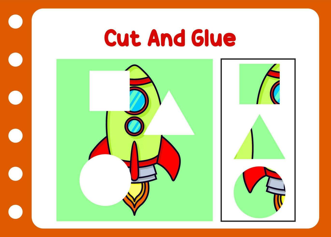 cut and glue the rocket. puzzle game for children vector