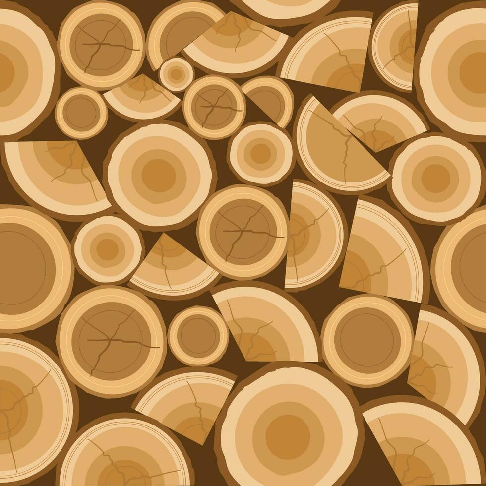 Wooden Texture, Pile of Wood Seamless Pattern Background vector