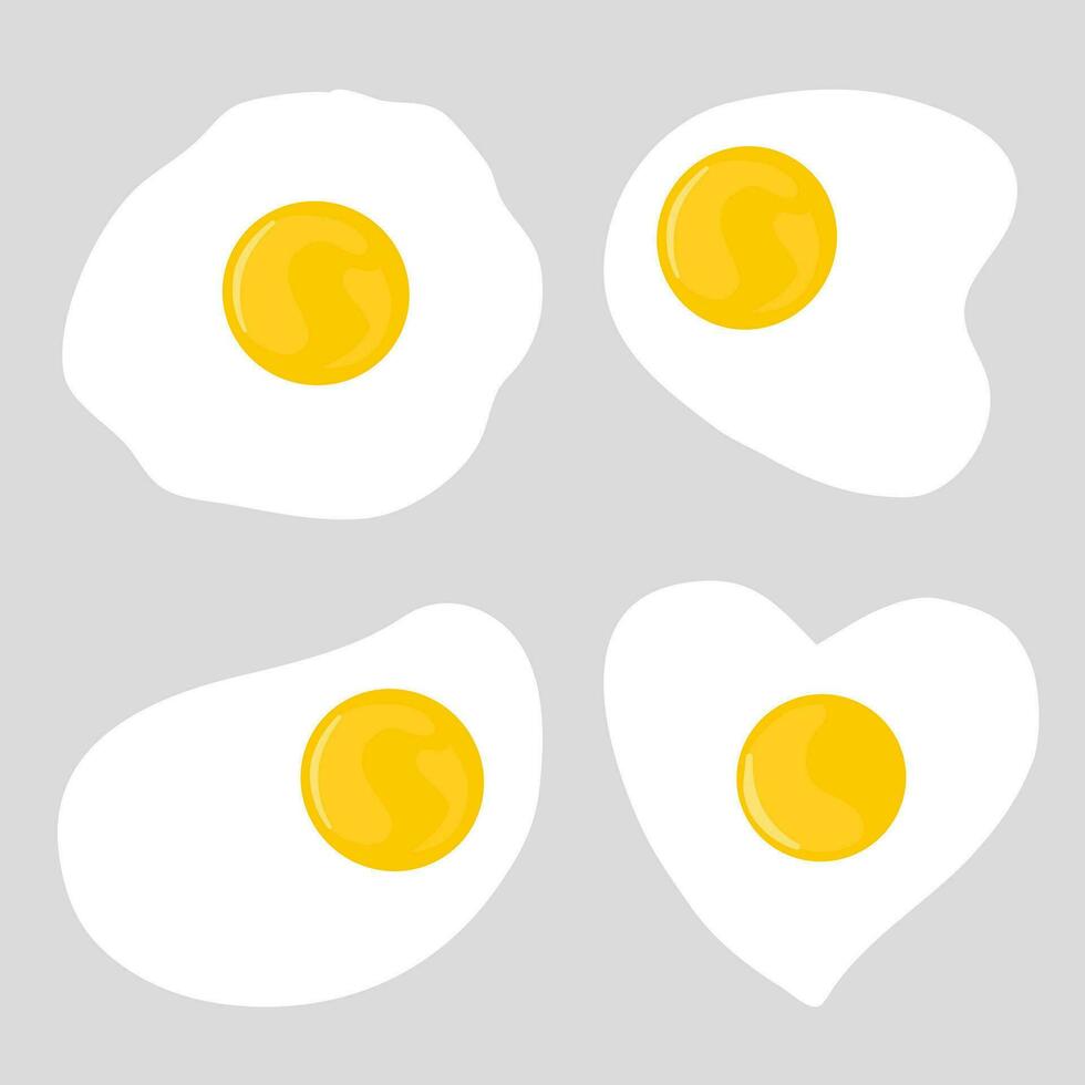 Fried egg collection on different shapes vector