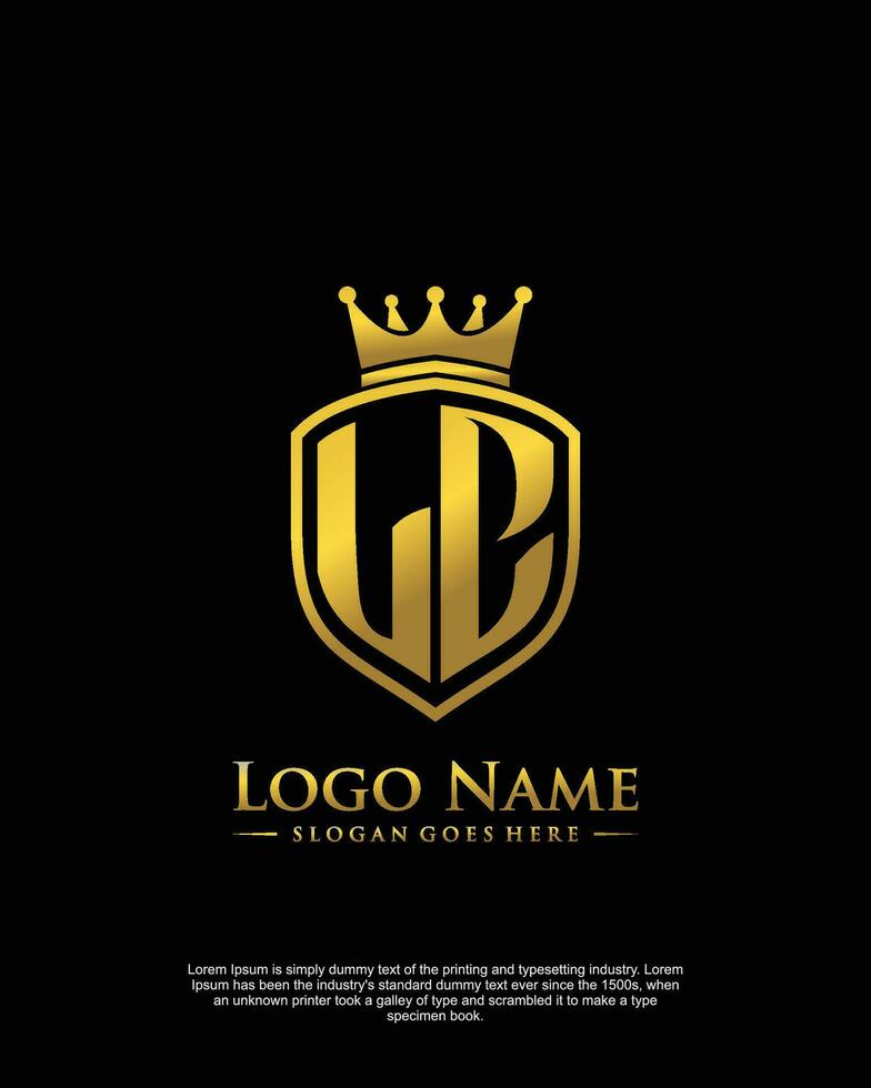 initial LC letter with shield style logo template vector