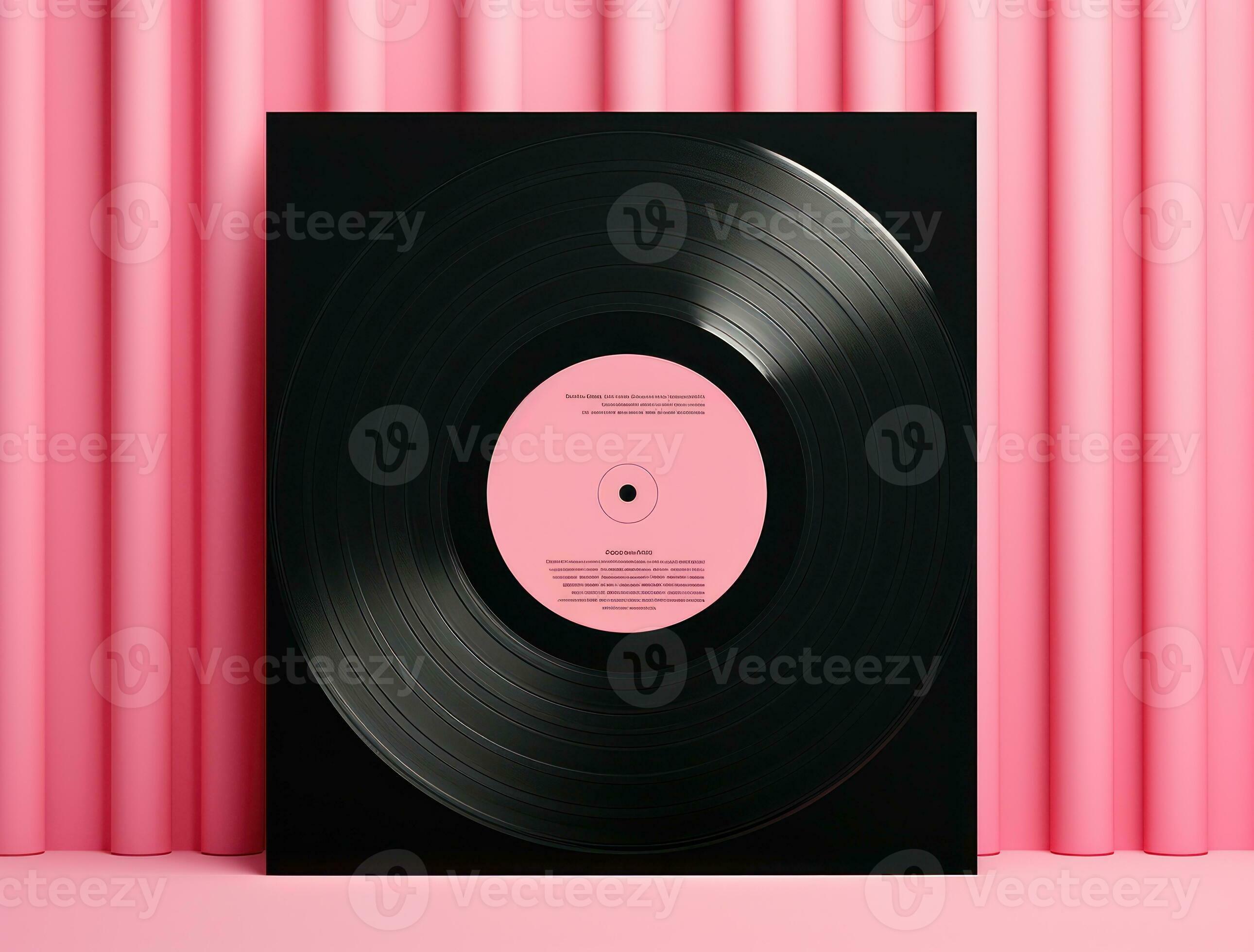 Vinyl record pink background. Illustration AI Generative 25425884